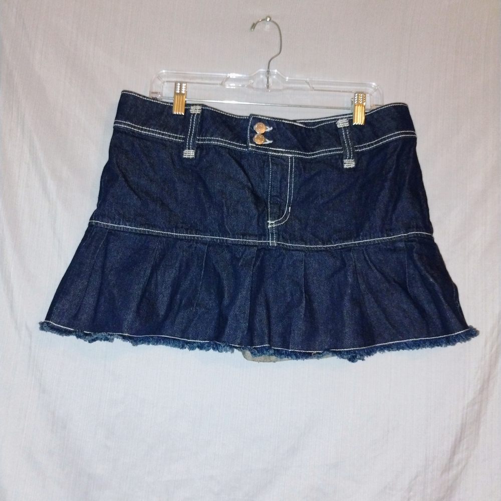 L BDG Dark Blue Mini Skirt with Ruffle Hem